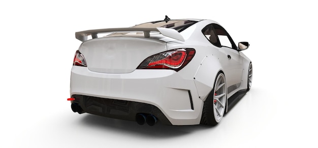 Coupé de carro esportivo pequeno branco. Renderização 3D.