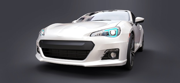 Coupé de carro esportivo pequeno branco. Renderização 3D.