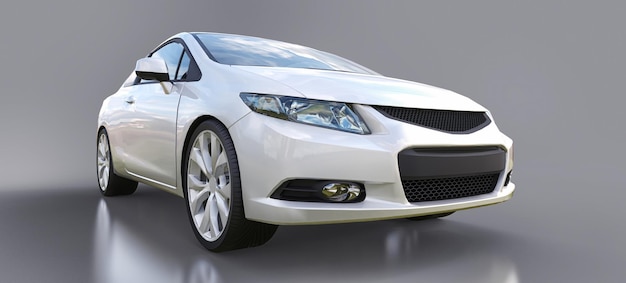 Coupé de carro esportivo pequeno branco. Renderização 3D.