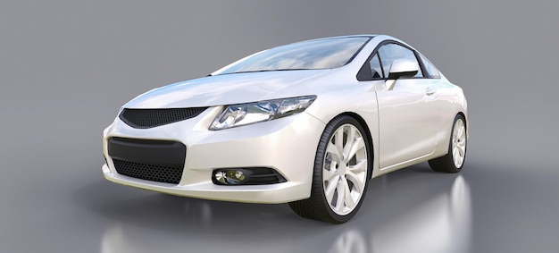 Coupé de carro esportivo pequeno branco. Renderização 3D.