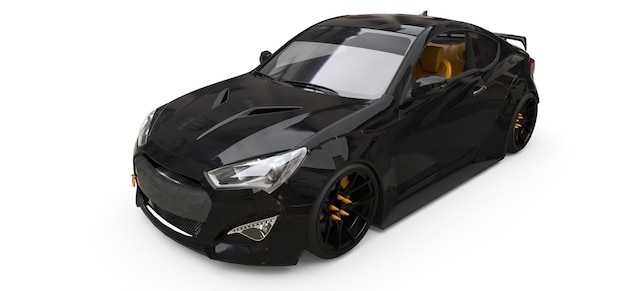 Coupé preto de carro esportivo pequeno. Renderização 3D.