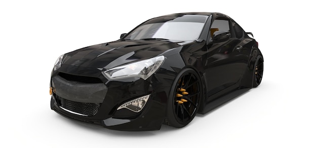 Coupé preto de carro esportivo pequeno. renderização 3d.