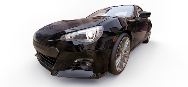 Coupé preto de carro esportivo pequeno. Renderização 3D.