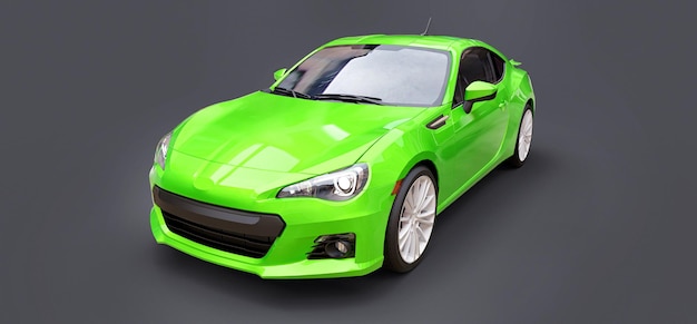 Coupé verde pequeno carro esportivo renderização 3d