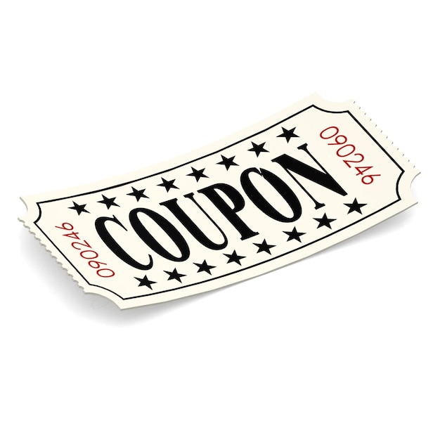 Couponticket auf weißem Hintergrund