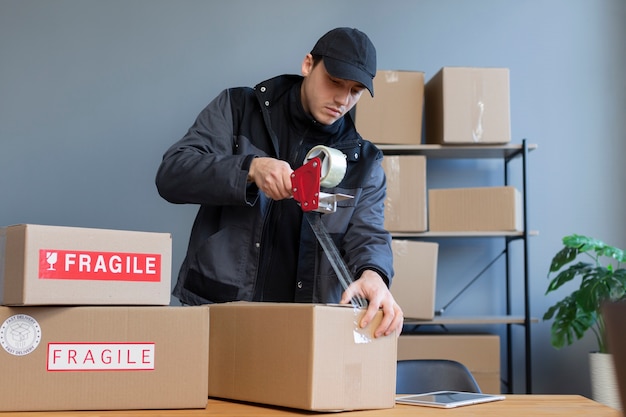 Courier fazendo trabalhos de logística