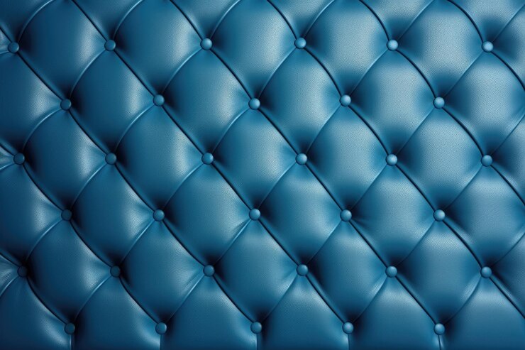 Foto couro azul usado como padrão para interiores de automóveis, sofás ou revestimentos de parede