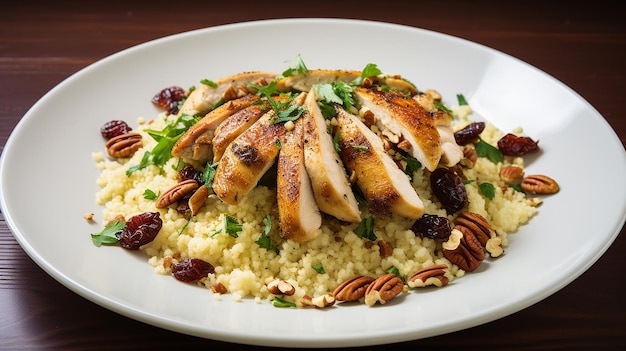 Couscous com frango, tomates secos ao sol e legumes