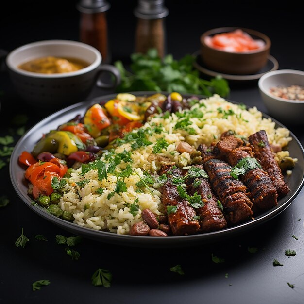 Foto couscous com frango, tomates secos ao sol e nozes