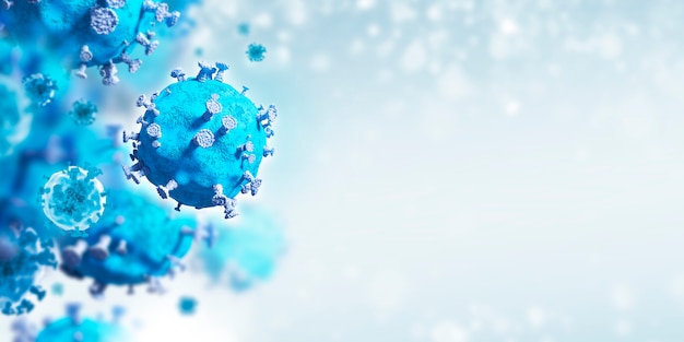 Foto covid-19 ou coronavirus com cópia espaço 3d render