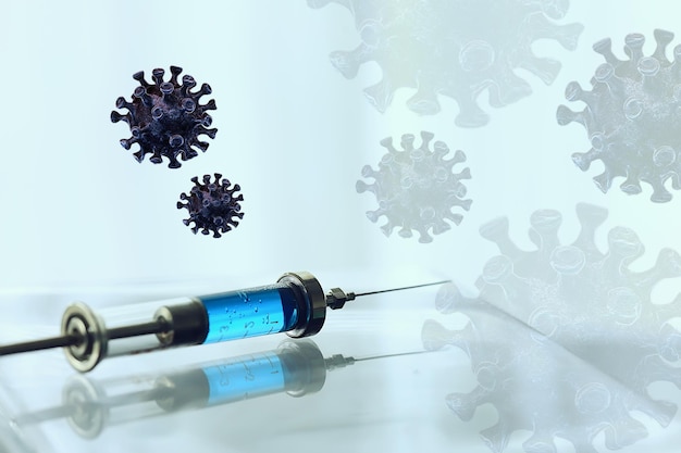 Covid-19-Virus-Impfstoffinjektion, abstrakter Hintergrund, medizinisches Konzept