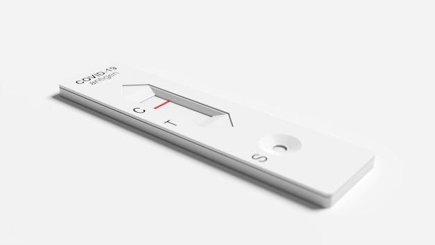 Covid-Schnellantigen-Nasentest Selbsttest zu Hause oder an der Corona-Teststation 3D-Darstellung