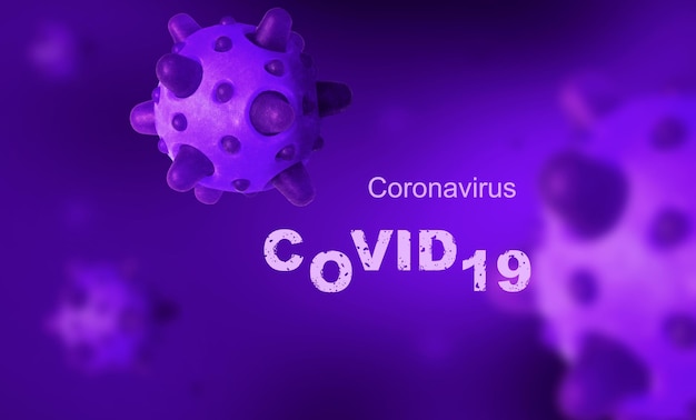 COVID19 coronavirus banner vista microscópica del virus corona SARSCoV2 en la ilustración celular 3d Investigación del brote de coronavirus y pandemia