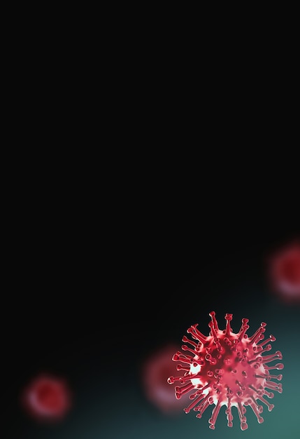 Covid19-Virus Coronavirus-Virus, das in einer zellulären Umgebung schwebt 3D-Rendering Freier Speicherplatz