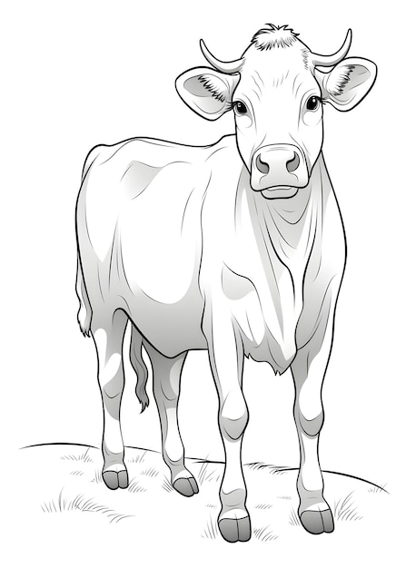 Foto cow coloring page cow line art coloring page drawing cow outline para colorir página de colorimento de animais página de colorimento de vacas livro de coloração de vacas ai generative