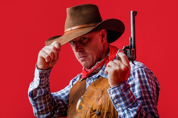 Cowboy americano Cowboy usando chapéu Western life Cara com chapéu de cowboy Americano bandido com máscara western homem chapéu