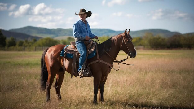 Cowboy auf einer Pferderanch