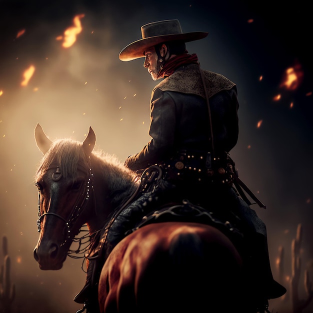 Foto cowboy bonito de ilustração fotorrealista