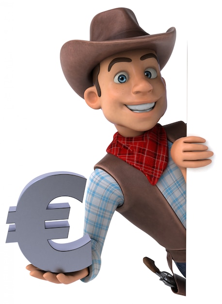 Cowboy divertido com sinal euro