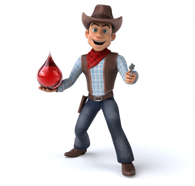 Cowboy divertido - ilustração 3D