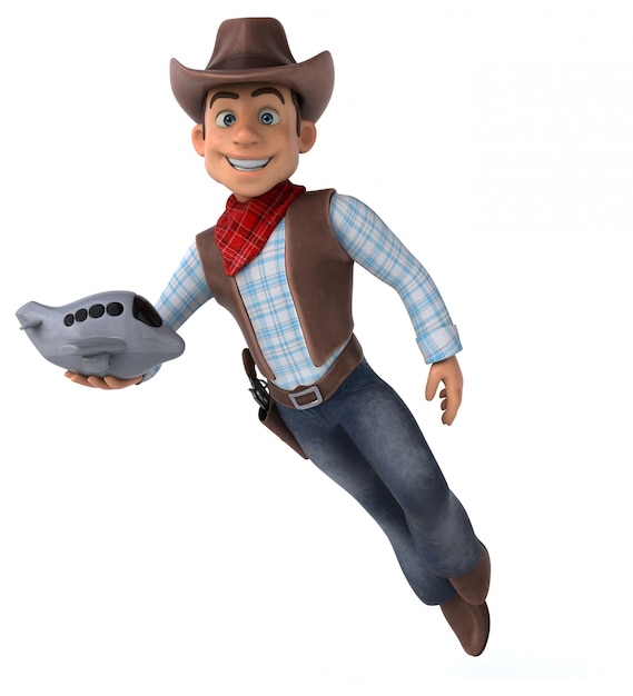 Cowboy divertido - ilustração 3D