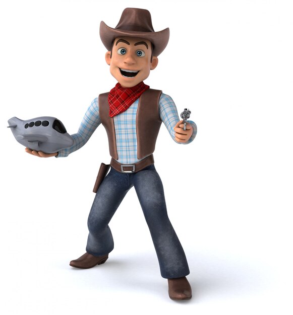 Cowboy divertido - ilustração 3D