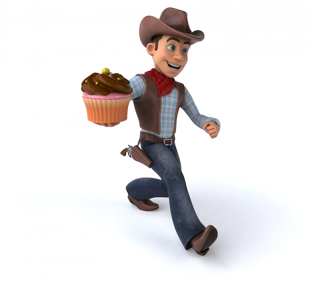 Cowboy divertido - ilustração 3D