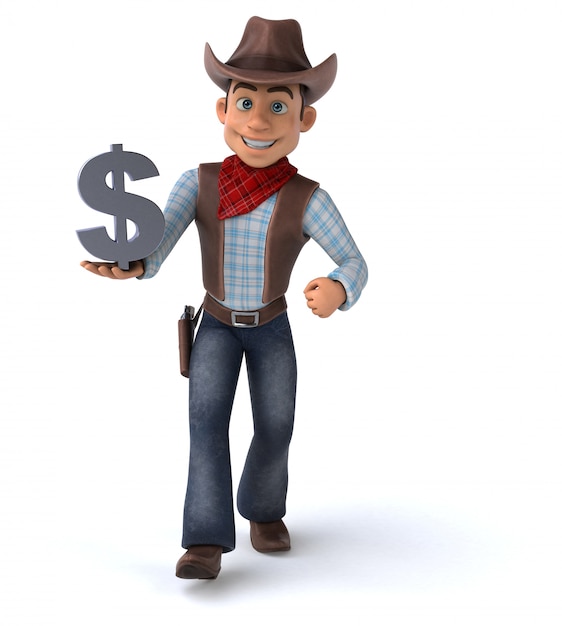 Cowboy divertido - ilustração 3D