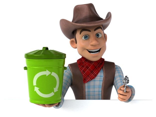 Cowboy divertido - ilustração 3D