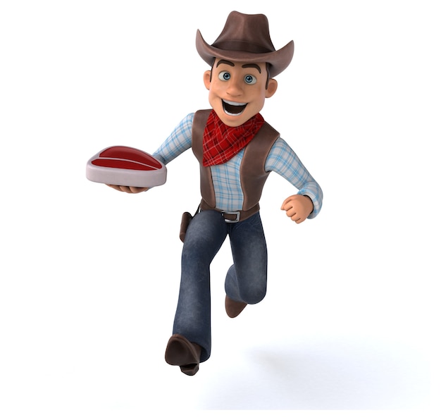 Cowboy divertido - ilustração 3D