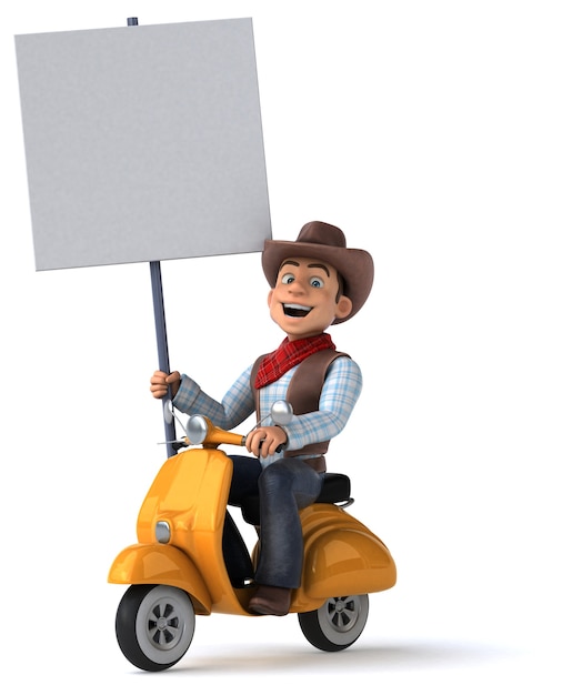 Cowboy divertido - ilustração 3D