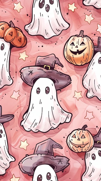 Cowboy fantasma espeluznante Halloween lindo Boo del oeste retró pastel sin costuras Boo Haw Cowboy Fantasma del oeste