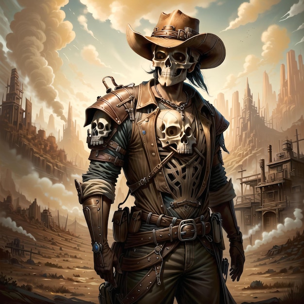 cowboy ocidental com máscara de caveira