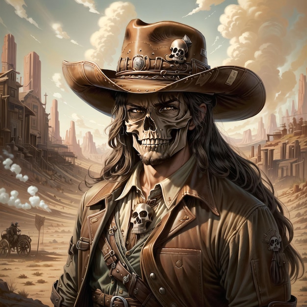 cowboy ocidental com máscara de caveira