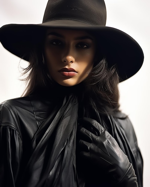 Cowgirl aus dem Wilden Osten Modestil mit authentischer Hut-Gesichtsmaske wie Gangmitglied