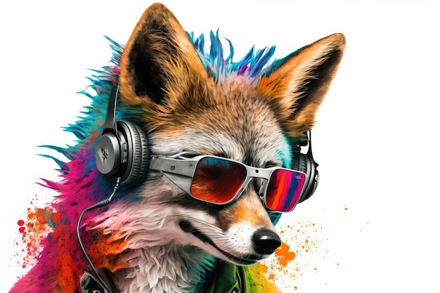 Coyote Smilecore Full Shot Punk Colorful Chromies Generative AI