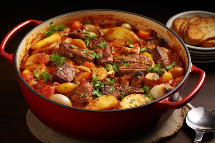 Foto cozido a portuguesa com carnes saladas e vegetais deliciosos cozido uma fotografia de imagem de comida