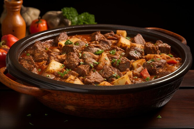Foto cozido a portuguesa com cortes tenros de carne bovina e p delicioso cozido uma fotografia de imagem de comida