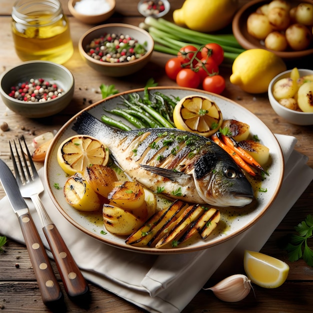 Foto cozinha de barramundi