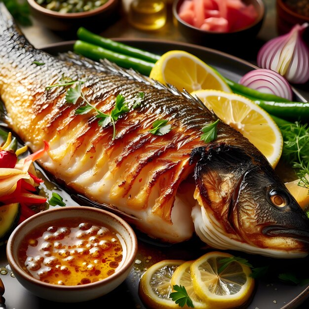 Foto cozinha de barramundi