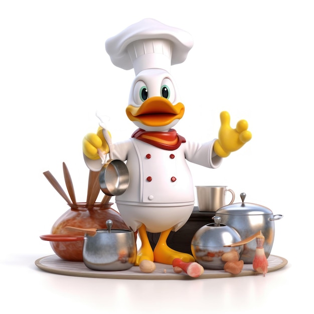 Foto cozinha de casaco de pato de chef 3d