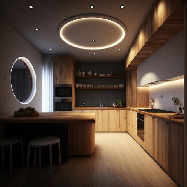 Foto cozinha estética minimalista contemporânea moderna generativa ai