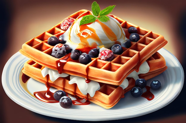 Cozinha Europeia Waffles comida