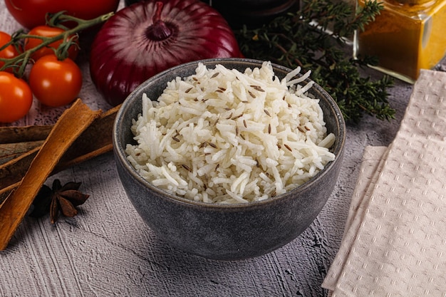 Cozinha indiana jeera basmati arroz