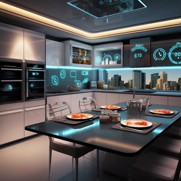 Cozinha inteligente com mobiliário conectado