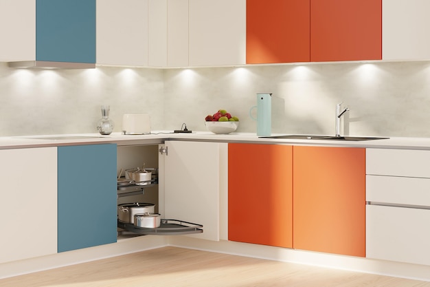 Foto cozinha moderna e luxuosa com design de interiores em estilo minimalista