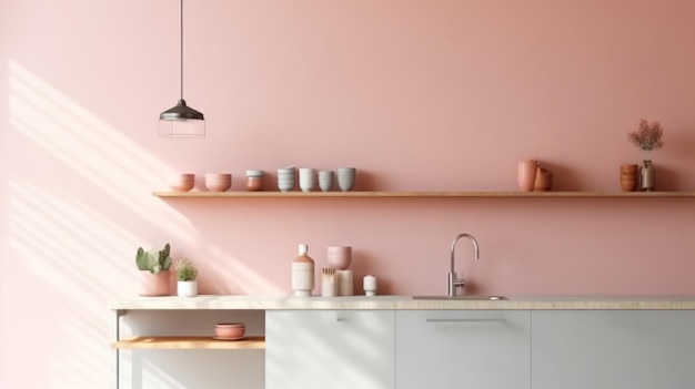 Foto cozinha moderna em tons pastel ilustração ai generativexa