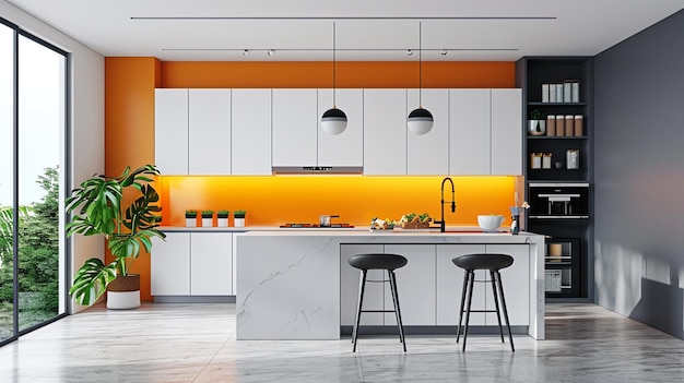 Foto cozinha moderna minimalista retratando um fundo