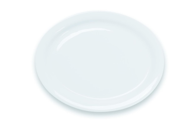 Cozinhar a vista superior do modelo de um prato branco vazio isolado em um fundo branco