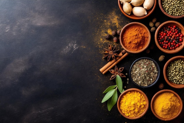 Cozinhar cúrcuma fundo tempero erva especiaria ingrediente indiano alimento em pó seco IA generativa